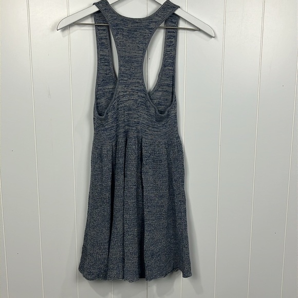 Free People Womens Tunic/Mini XS/S Heather Blue Racer Back Crochet Details Knit - Picture 7 of 10